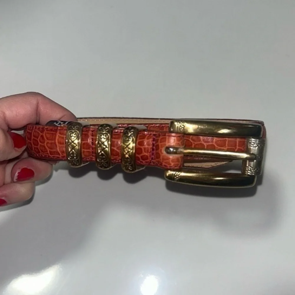 Brighton Rust Leather Embossed Alligator Print Belt‎